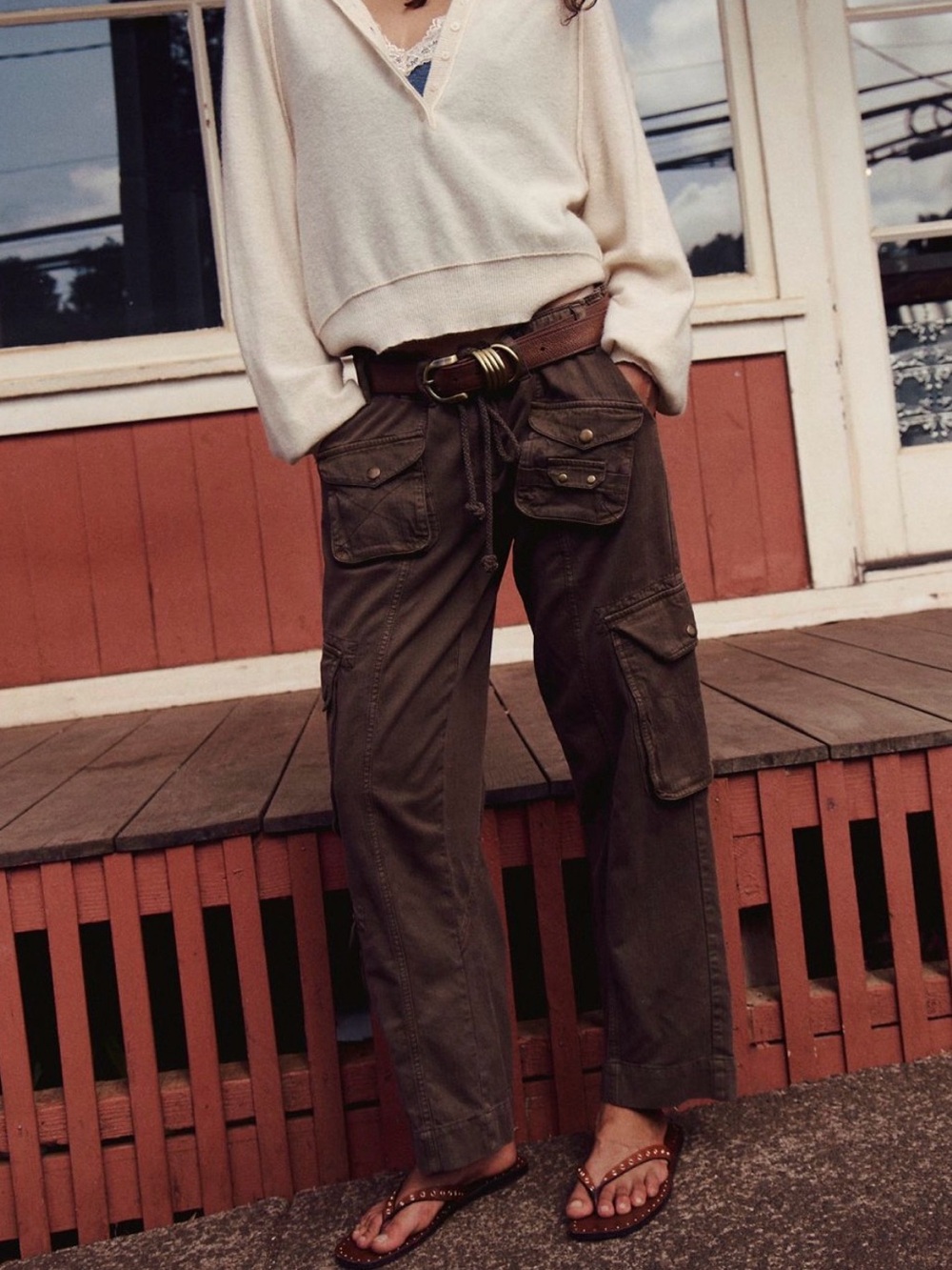 Free People Chocolate Brown Cargo Pants